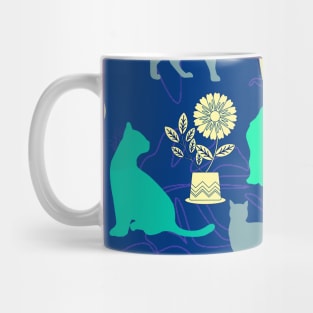 Cats and Houseplants blue beach Mug